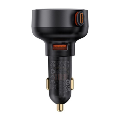 Baseus Enjoyment Pro autós gyorstöltő 60W, USB + USB-C automata behúzós kábel, fekete Baseus Enjoyment Pro autós gyorstöltő 60W, USB + USB-C automata behúzós kábel, fekete