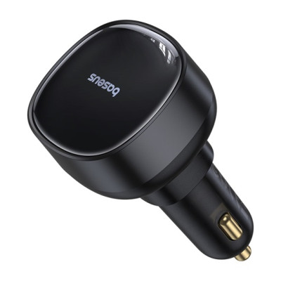 Baseus Enjoyment Pro autós gyorstöltő 60W, USB + USB-C automata behúzós kábel, fekete Baseus Enjoyment Pro autós gyorstöltő 60W, USB + USB-C automata behúzós kábel, fekete