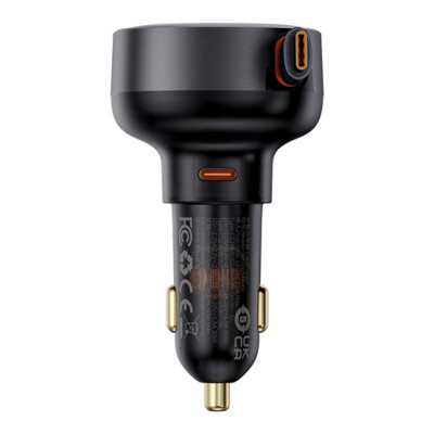 Baseus Enjoyment Pro autós gyorstöltő 60W, USB-C + USB-C automata behúzós kábel, fekete