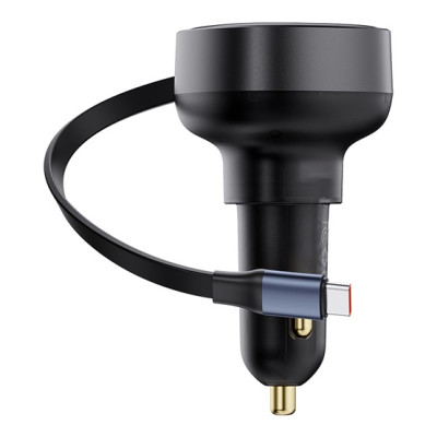 Baseus Enjoyment Pro autós gyorstöltő 60W, USB-C + USB-C automata behúzós kábel, fekete