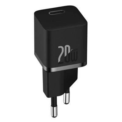 Baseus GaN5 Mini hálózati gyorstöltő 20W, USB-C, fekete