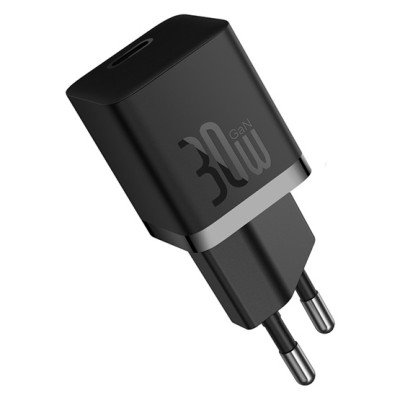 Baseus GaN5 Mini hálózati gyorstöltő 30W, USB-C, fekete