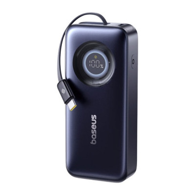 Baseus EnerCore CR11 gyorstöltő powerbank – 20 000 mAh, 67W, beépített USB-C behúzható kábel, fekete