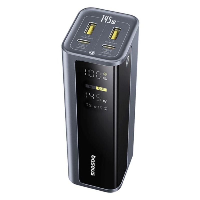 Baseus EnerGeek GP12 gyorstöltő powerbank 20800 mAh, 145W, szürke + 100W USB-C, 1m kábel Baseus EnerGeek GP12 gyorstöltő powerbank 20800 mAh, 145W, szürke + 100W USB-C, 1m kábel