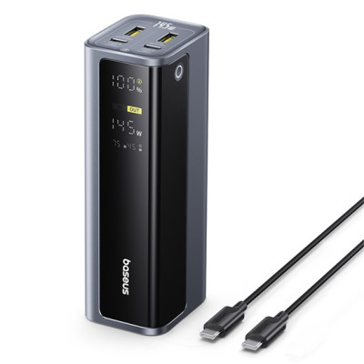 Baseus EnerGeek GP12 gyorstöltő powerbank 20800 mAh, 145W, szürke + 100W USB-C, 1m kábel Baseus EnerGeek GP12 gyorstöltő powerbank 20800 mAh, 145W, szürke + 100W USB-C, 1m kábel