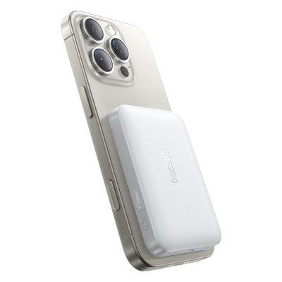 Baseus EnerFill FM11 Magnetic powerbank 10000 mAh, 22.5W, fehér + 60W USB-C, 30cm kábel