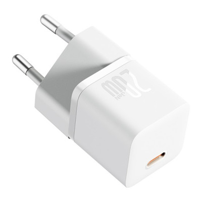 Baseus GaN5 Mini hálózati gyorstöltő 20W, USB-C, fehér + 100W USB-C, 1m kábel