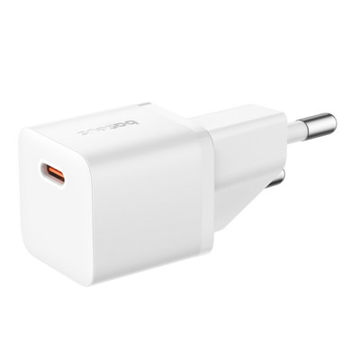 Baseus GaN5 Mini hálózati gyorstöltő 20W, USB-C, fehér + 100W USB-C, 1m kábel