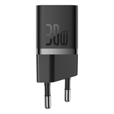 Baseus GaN5 Mini hálózati gyorstöltő 30W, USB-C, feket + 100W USB-C, 1m kábel Baseus GaN5 Mini hálózati gyorstöltő 30W, USB-C, feket + 100W USB-C, 1m kábel