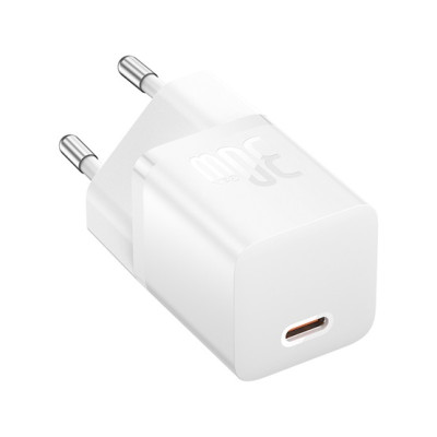 Baseus GaN5 Mini hálózati gyorstöltő 30W, USB-C, fehér + 100W USB-C, 1m kábel