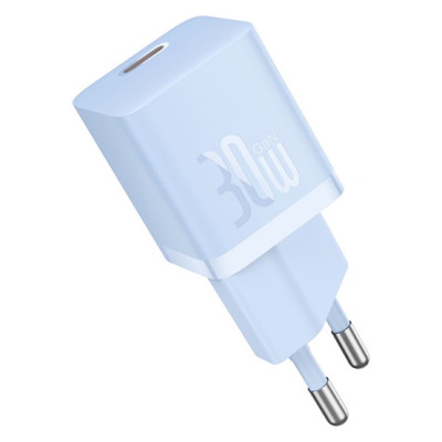 Baseus GaN5 Mini hálózati gyorstöltő 30W, USB-C, kék + 100W USB-C, 1m kábel