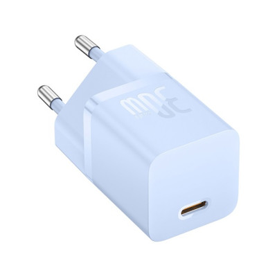 Baseus GaN5 Mini hálózati gyorstöltő 30W, USB-C, kék + 100W USB-C, 1m kábel