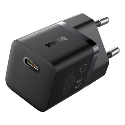 Baseus GaN5 Mini hálózati gyorstöltő 25W, USB-C, fekete + 100W USB-C, 1m kábel