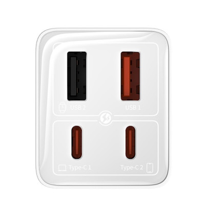 Baseus GaN6 Pro hálózati gyorstöltő 65W, 2×USB-C + 2×USB, fehér + 100W USB-C, 1m kábel Baseus GaN6 Pro hálózati gyorstöltő 65W, 2×USB-C + 2×USB, fehér + 100W USB-C, 1m kábel