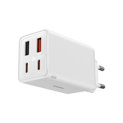 Baseus GaN6 Pro hálózati gyorstöltő 65W, 2×USB-C + 2×USB, fehér + 100W USB-C, 1m kábel Baseus GaN6 Pro hálózati gyorstöltő 65W, 2×USB-C + 2×USB, fehér + 100W USB-C, 1m kábel