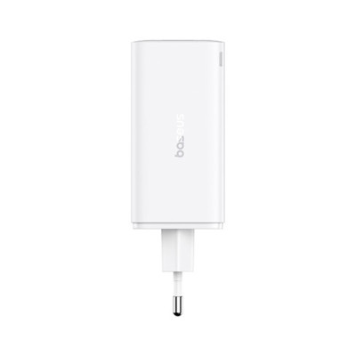 Baseus GaN6 Pro hálózati gyorstöltő 100W – 2×USB-C + 2×USB-A, fehér + 100W USB-C kábel Baseus GaN6 Pro hálózati gyorstöltő 100W – 2×USB-C + 2×USB-A, fehér + 100W USB-C kábel