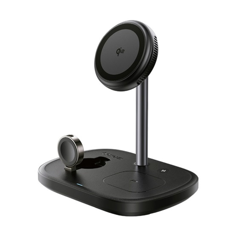 Baseus EnerFill 3-in-1 vezeték nélküli töltő állvány 22,5W, fekete + 45W hálózati gyorstöltő + USB-C, 1m kábel