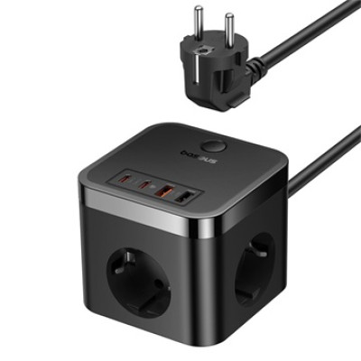Baseus PowerCombo Cube töltőállomás, 3 aljzat és 4 USB-port