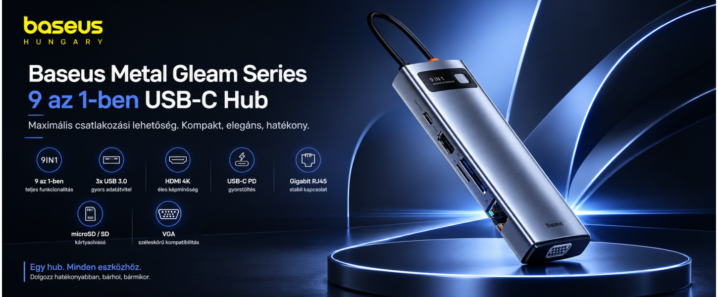 Baseus Metal Gleam Series 9 az 1-ben hub