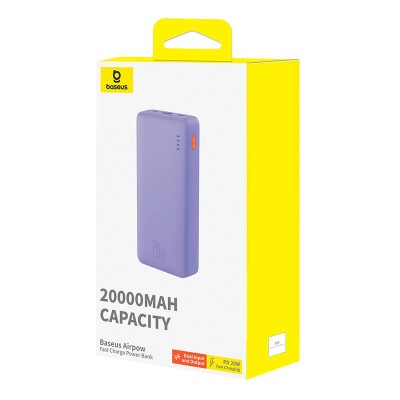 Baseus Airpow powerbank, 20000mAh, 20W lila Baseus Airpow powerbank, 20000mAh, 20W lila
