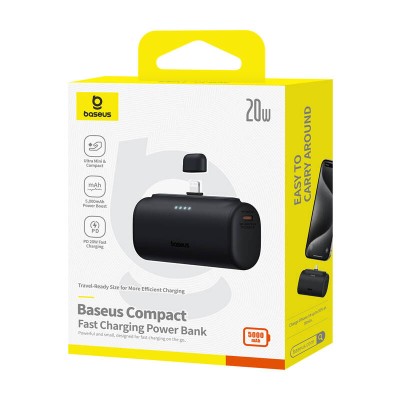 Baseus Compact powerbank, 5000mAh, 20W fekete Baseus Compact powerbank, 5000mAh, 20W fekete