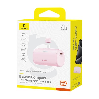 Baseus Compact powerbank, 5000mAh, 20W rózsaszín Baseus Compact powerbank, 5000mAh, 20W rózsaszín