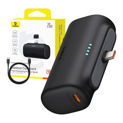 Powerbank Baseus Compact 5000mAh, 20W, USB-C fekete Powerbank Baseus Compact 5000mAh, 20W, USB-C fekete
