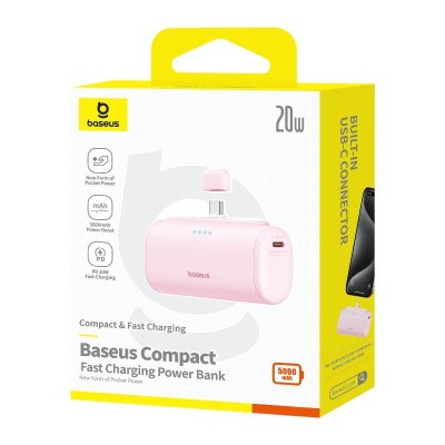 Powerbank Baseus Compact USB-C 5000mAh, 20W rózsaszín Powerbank Baseus Compact USB-C 5000mAh, 20W rózsaszín
