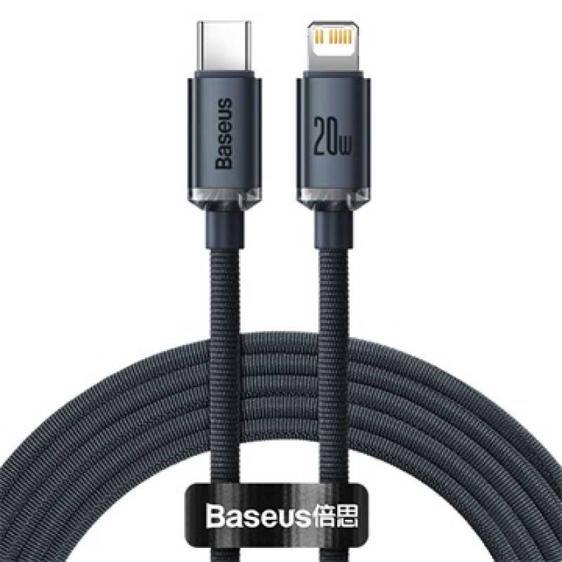 Baseus Crystal Shine USB-C – Lightning kábel, 20 W, 2 m – fekete Baseus Crystal Shine USB-C – Lightning kábel, 20 W, 2 m – fekete