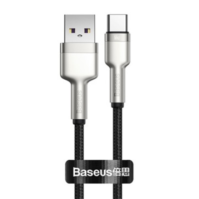 Baseus Cafule Metal USB-A – USB-C kábel, 66 W, 25 cm – fekete