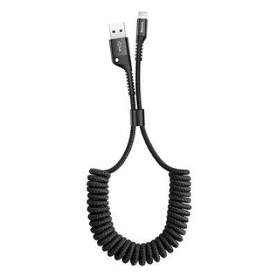 Baseus Fish Eye Spring USB-A – Lightning spirálkábel, 2 A – fekete