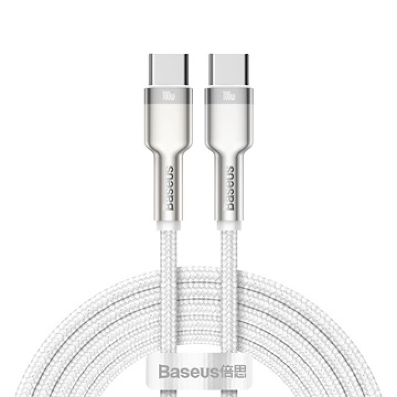 Baseus Cafule Metal USB-C – USB-C kábel, 100 W, 2 m – fehér Baseus Cafule Metal USB-C – USB-C kábel, 100 W, 2 m – fehér