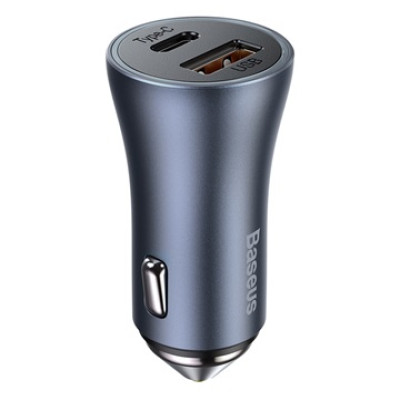 Baseus Golden Contactor Pro autós töltő, 40 W, USB-A + USB-C – szürke