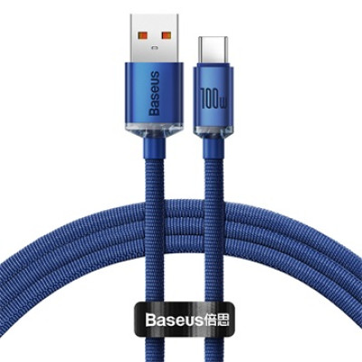 Baseus Crystal Shine USB-A–USB-C kábel, 100W, 1,2 m – kék