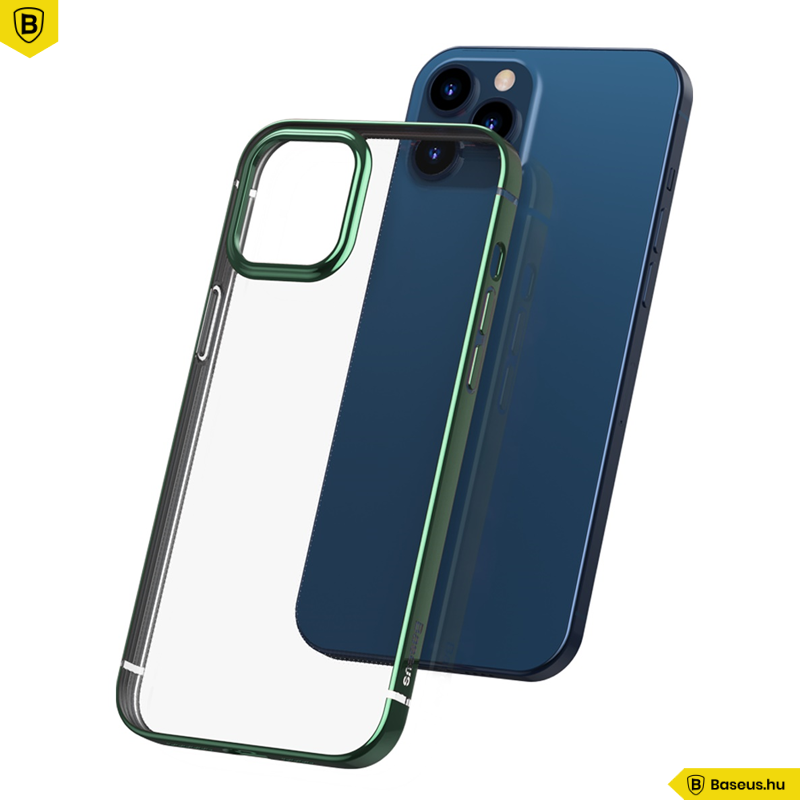 Baseus iPhone 12 Pro Max rugalmas gél tok, fényes fémes kerettel Shining - Zöld Baseus iPhone 12 Pro Max rugalmas gél tok, fényes fémes kerettel Shining - Zöld