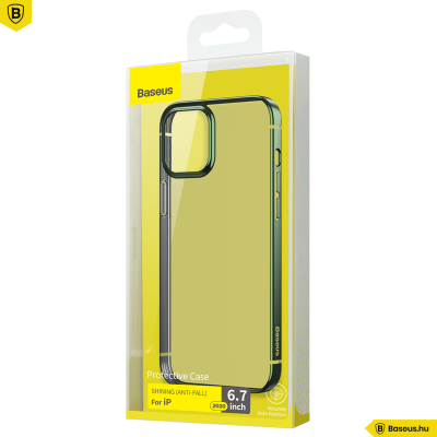 Baseus iPhone 12 Pro Max rugalmas gél tok, fényes fémes kerettel Shining - Zöld Baseus iPhone 12 Pro Max rugalmas gél tok, fényes fémes kerettel Shining - Zöld