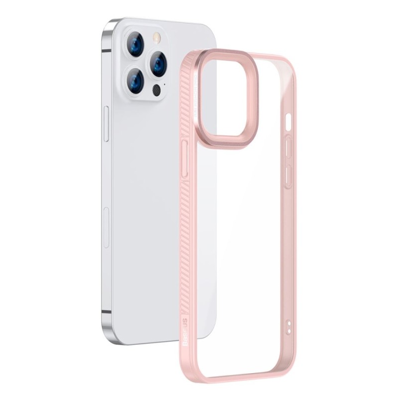 Baseus Crystal átlátszótok iPhone 13 Pro Max készülékhez, rózsaszín Baseus Crystal átlátszótok iPhone 13 Pro Max készülékhez, rózsaszín