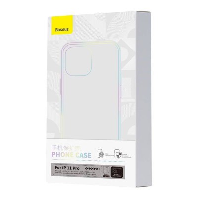 Baseus Crystal Series telefontok iPhone 11 Pro-hoz (Átlátszó) + Edzett üveg + Tisztítókészlet