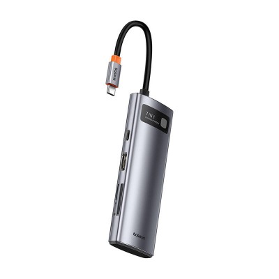 Baseus Metal Gleam 7 az 1-ben USB-C HUB, HDMI, USB, SD/microSD – szürke Baseus Metal Gleam 7 az 1-ben USB-C HUB, HDMI, USB, SD/microSD – szürke