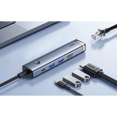 Baseus UltraJoy 5 az 1-ben USB-C HUB AIR, HDMI, USB és LAN – szürke