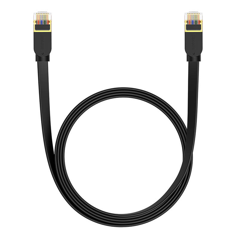 Baseus Cat 7 UTP Ethernet RJ45 lapos kábel, 2 m (fekete) Baseus Cat 7 UTP Ethernet RJ45 lapos kábel, 2 m (fekete)