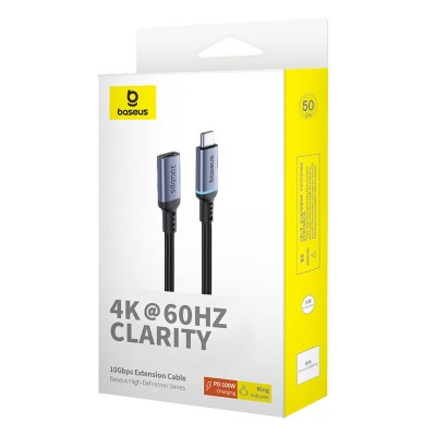 Baseus High Definition hosszabbító kábel USB-C 10Gbps, 0,5m (fekete) Baseus High Definition hosszabbító kábel USB-C 10Gbps, 0,5m (fekete)
