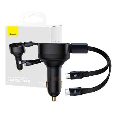 Baseus Enjoyment autós töltő 2x USB-C kábellel, 33W (fekete) Baseus Enjoyment autós töltő 2x USB-C kábellel, 33W (fekete)