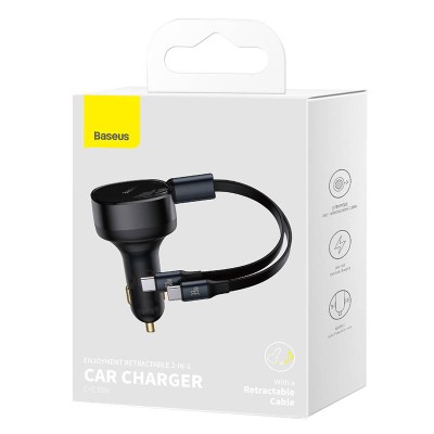 Baseus Enjoyment autós töltő 2x USB-C kábellel, 33W (fekete) Baseus Enjoyment autós töltő 2x USB-C kábellel, 33W (fekete)