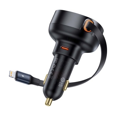 Baseus Enjoyment Pro autós töltő USB-C - Lightning kábellel, 55W (fekete) Baseus Enjoyment Pro autós töltő USB-C - Lightning kábellel, 55W (fekete)