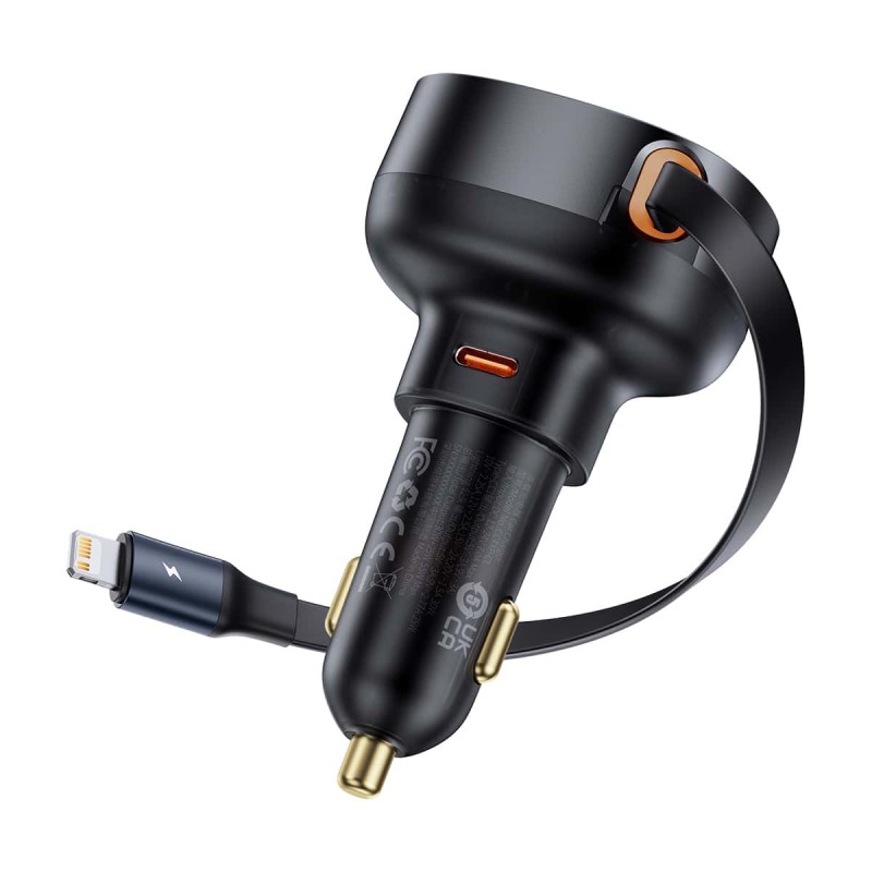 Baseus Enjoyment Pro autós töltő USB-C - Lightning kábellel, 55W (fekete) Baseus Enjoyment Pro autós töltő USB-C - Lightning kábellel, 55W (fekete)