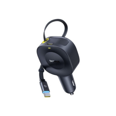 Baseus PrimeTrip VR2 autós töltő, 30W, visszahúzható USB-C kábellel – fekete Baseus PrimeTrip VR2 autós töltő, 30W, visszahúzható USB-C kábellel – fekete