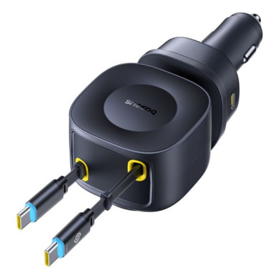 Baseus PrimeTrip VR2 Max autós töltő 100W, két behúzható USB-C kábellel – fekete Baseus PrimeTrip VR2 Max autós töltő 100W, két behúzható USB-C kábellel – fekete