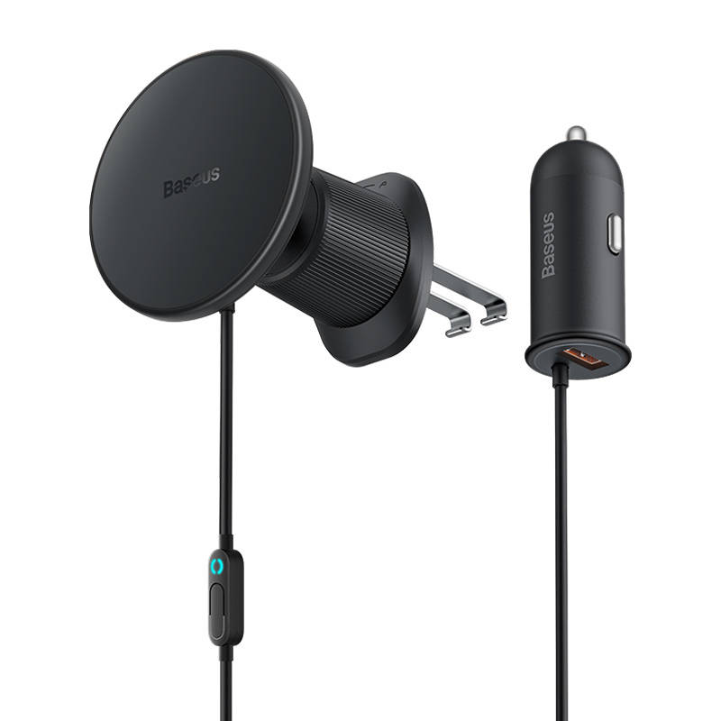 Baseus CW01 Mágneses autós telefontartó szellőzőrácsra autós töltővel, USB-A, 15W + 25W (fekete) Baseus CW01 Mágneses autós telefontartó szellőzőrácsra autós töltővel, USB-A, 15W + 25W (fekete)