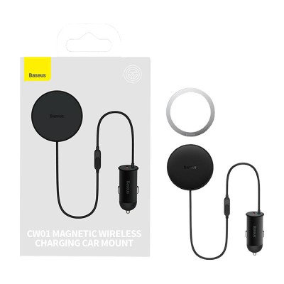 Baseus CW01 Mágneses autós telefontartó szellőzőrácsra autós töltővel, USB-A, 15W + 25W (fekete) Baseus CW01 Mágneses autós telefontartó szellőzőrácsra autós töltővel, USB-A, 15W + 25W (fekete)